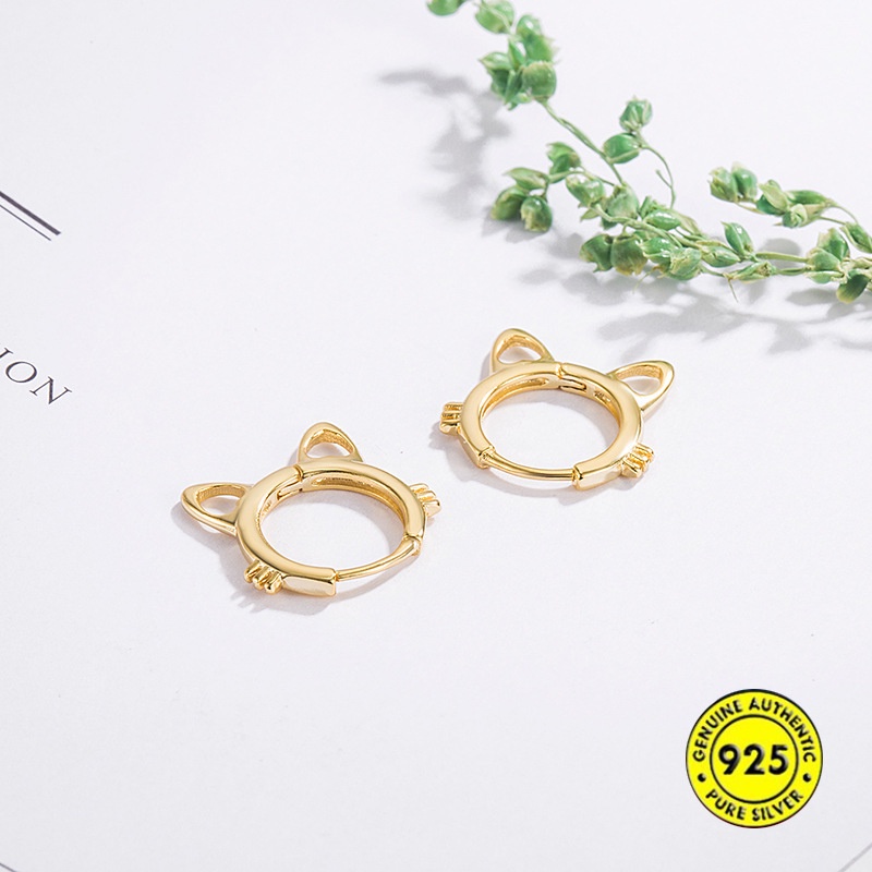 Anting Tusuk Gantung Desain Kucing Hollow Gaya Jepang Untuk Wanita