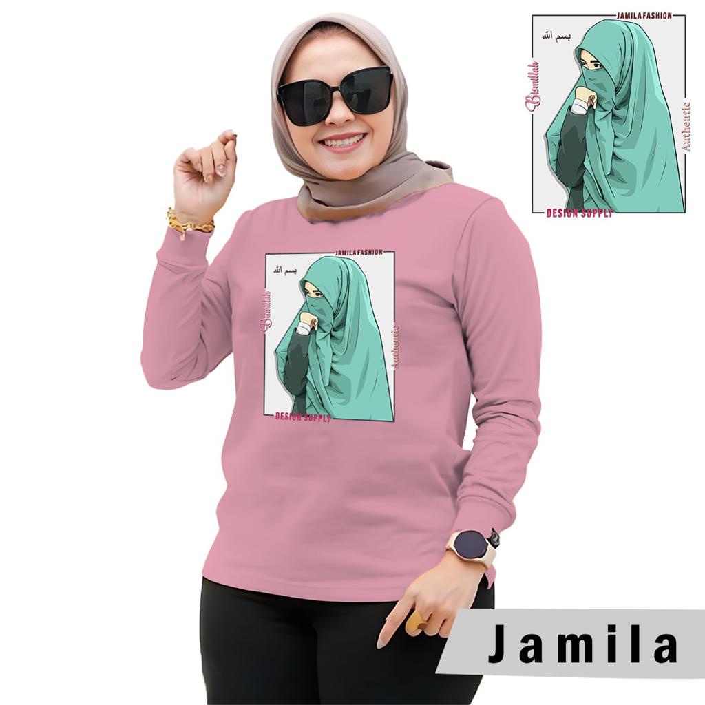 Baju Wanita Fashion/Kaos Wanita/Atasan Wanita Kaos Lengan Panjang Wanita MOTIF JAMILA HIJAB STYLE 2022