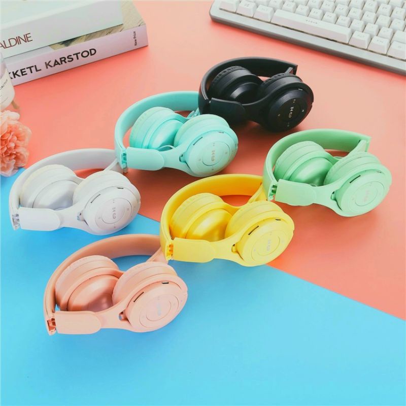 Headset Bluetooth Bando Macaron  Y08 Headphone Super Bass Stereo Wireless Original