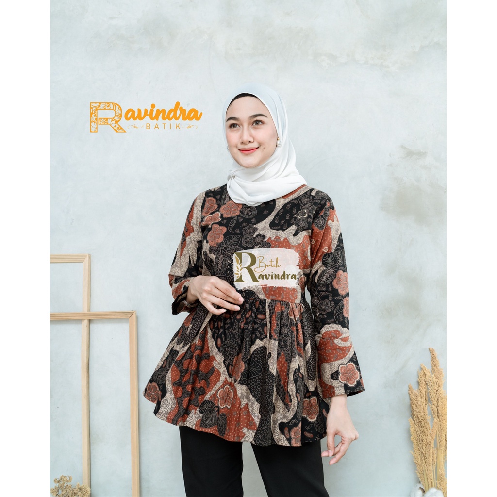 Blus Batik Lengan Panjang Atasan Kerja Wanita