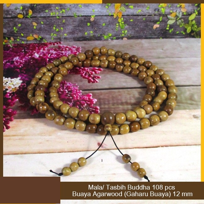 Tasbih / Mala Buddha 108 Gaharu Buaya / Agarwood 12 mm