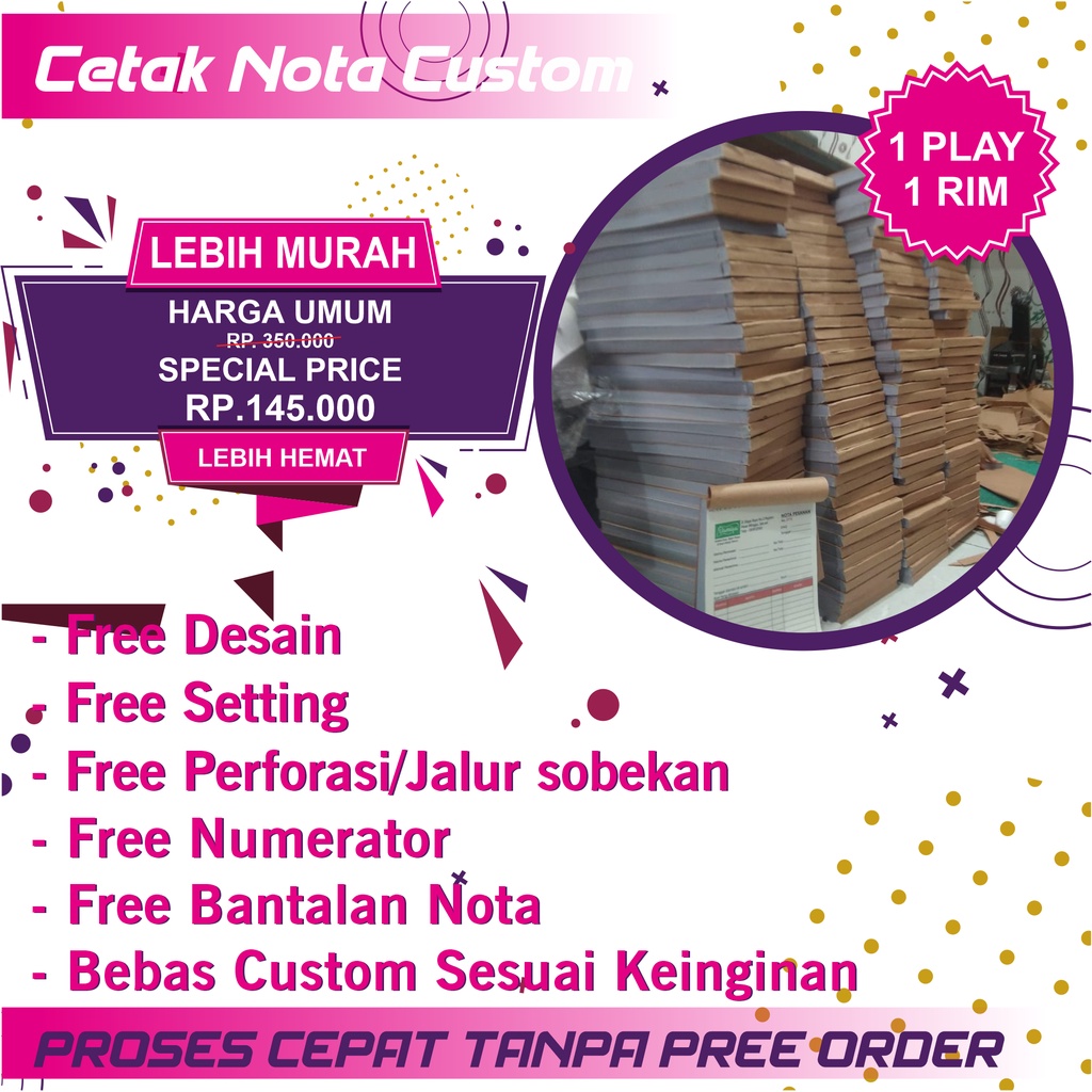 CETAK NOTA CUSTOM 1 RIM 1 PLAY NCR, LEBIH MURAH,HEMAT DAN CEPAT