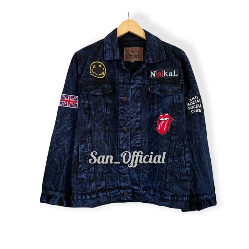 JAKET DENIM Keren / JAKET JEANS Pria Keren MURAH Kualitas Premium PATCH Sudah Terpasang (Bisa COD)-Darkblue NAKAL