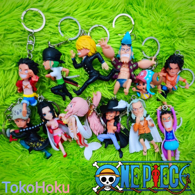 Gantungan Kunci One Piece Action Figure Luffy Zorro Mihawk Law Boa Hancock Keychain