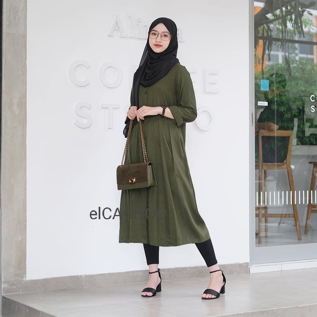 AFIFAH TUNIK PREMIUM BY ELCACHOO BAJU ATASAN WANITA TUNIK MATERIAL RAYON UNIQLO