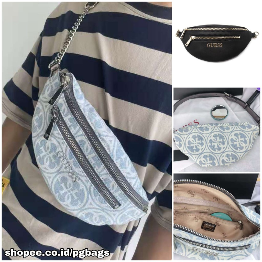 (PGBAGS)TAS PINGGANG/WAISTBAG GGUESS FASHION WANITA TALI RANTAI MIX PU #225838