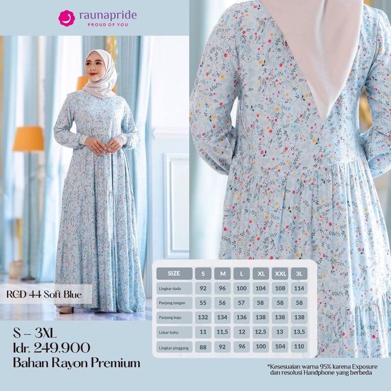 Rauna RGD 44 - Gamis Terbaru 2022 - Gamis Motif Kekinian