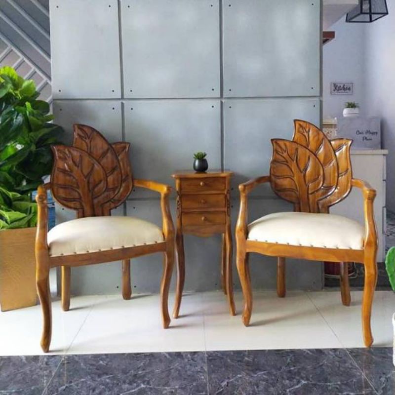 KURSI DAUN KURSI TERAS JATI KURSI TAMAN MOTIF