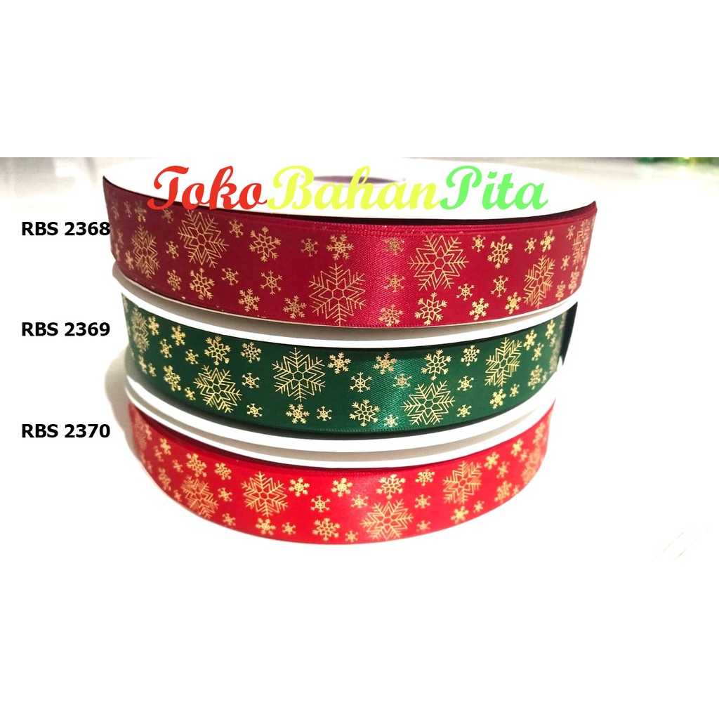 

(25 yard) Pita Satin Motif Natal RBS 2368,2369,2370 | Pita Christmas | Toko Bahan Craft | Grosir Pita