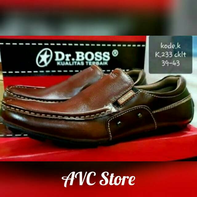 Sepatu Pria Casual Kulit Asli Dr. Boss Warna Coklat