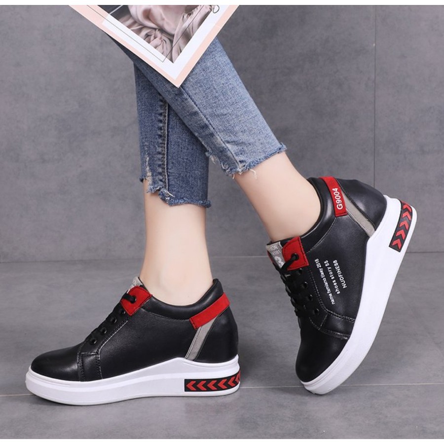 ABBUSHOES YS 203 Sneakers Wanita bahan Sintetis 3cm-Hitam
