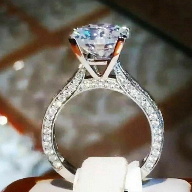 Cincin Wanita Bentuk Persegi Hias Cubic Zirconia Gaya Klasik / Simple / Putri Untuk Pernikahan