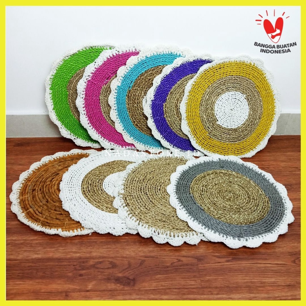 PLACEMAT SEAGRASS ENCENG PELEPAH  DIAMETER 38 CM MOTIF RENDA