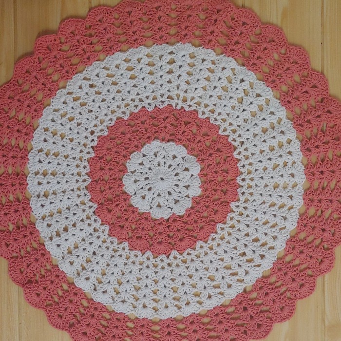 Bulat Taplak Meja Rajut Handmade Tbr24 Versi Besar - Pink Salem Stok Terbatas