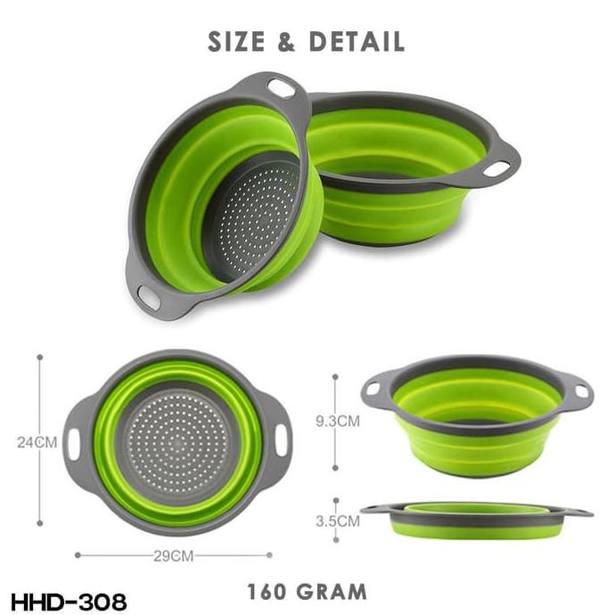 Baskom Saringan Silicone Yang Bisa Dilipat Keranjang Strainer Basket - HHD-308