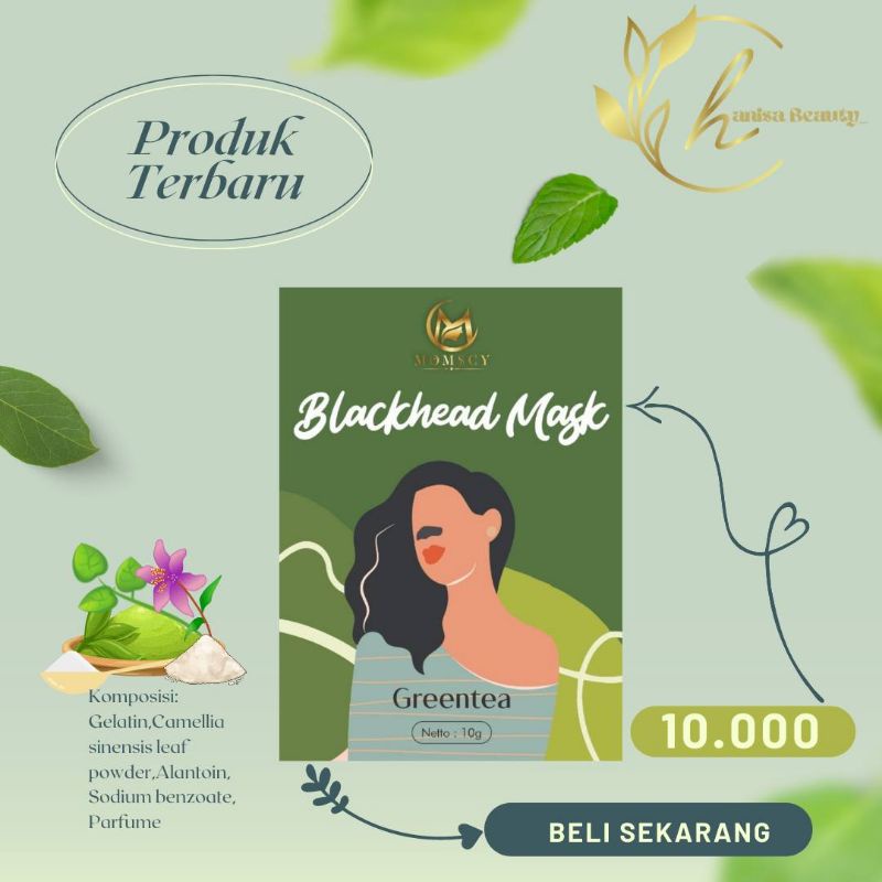 ‼️ free spatula‼️GREENTEA MASKER KOMEDO BY MOMSCY DISTRIBUTOR RESMI