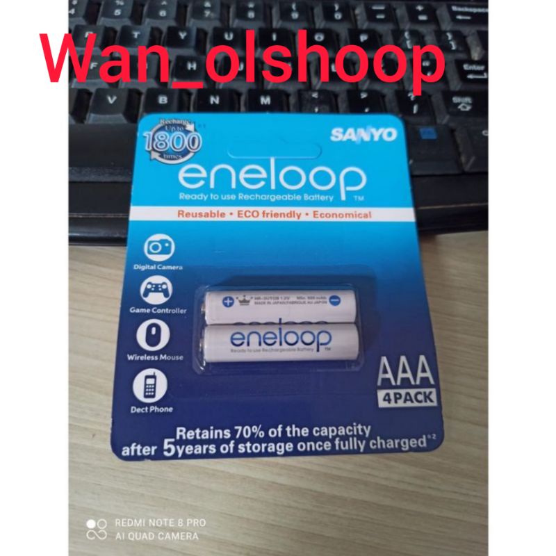 Baterai Sanyo Eneloop AAA A3 1800mAh 1 Pcs isi 2 Baterai isi ulang