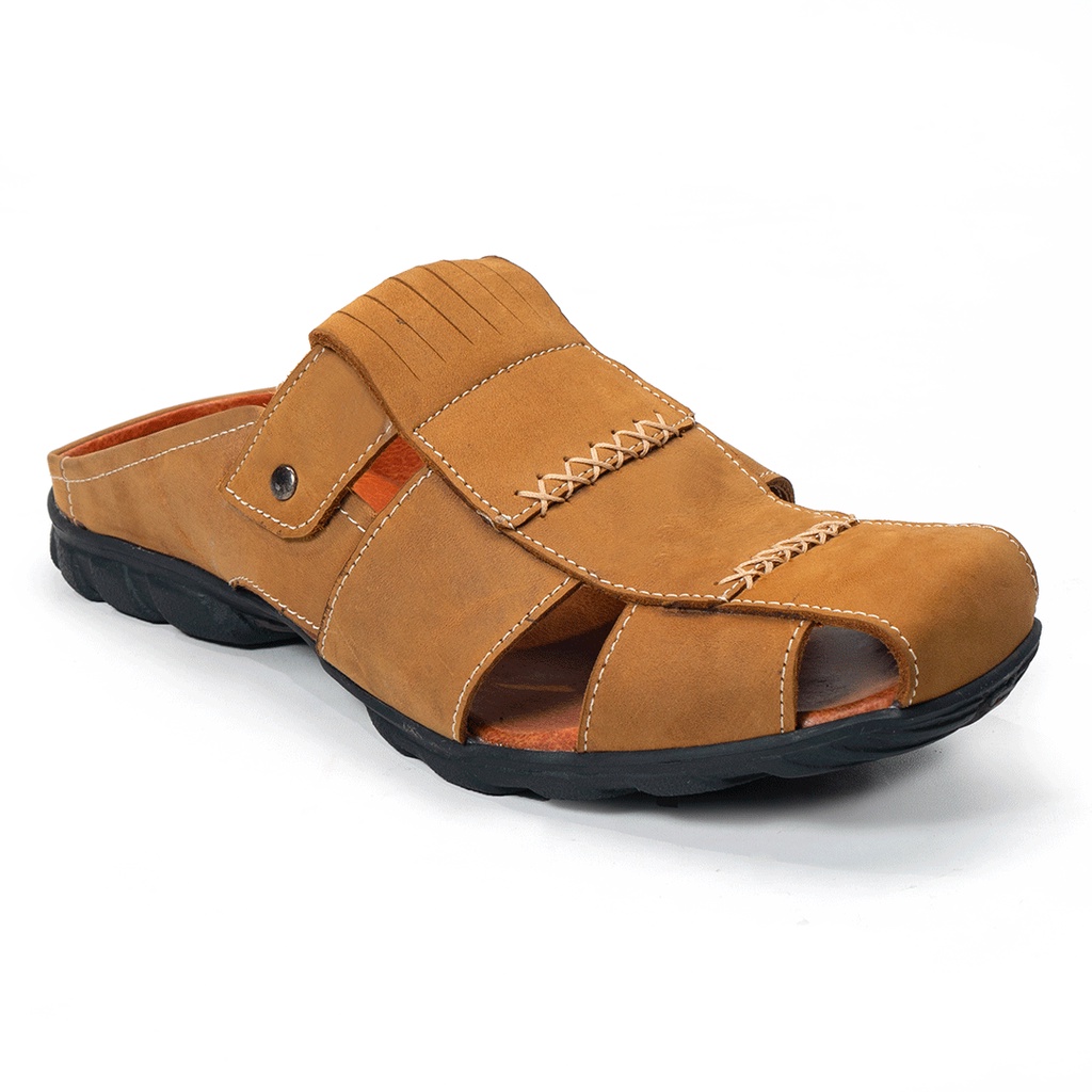 Sandal Sepatu Pria Kulit Asli Sendal Selop Bustong Moralist BT507