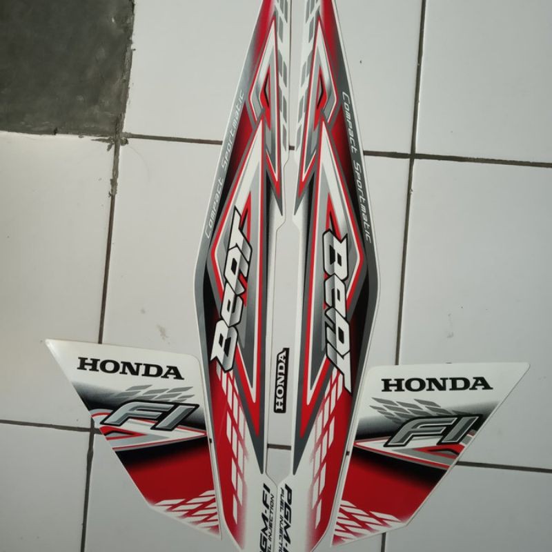 striping beat fi tahun 2013 putih merah