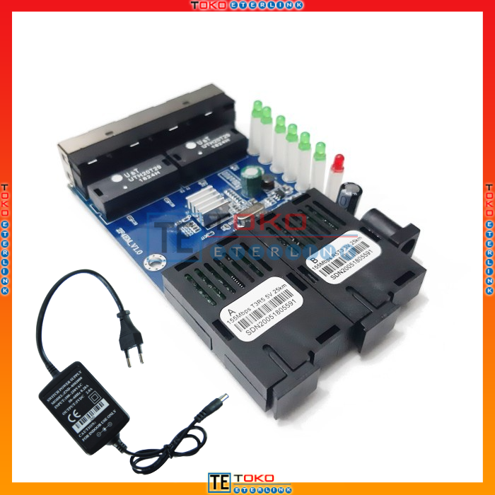 【Support POE】10/100M 2F4E 2 SC 4 RJ45 Ethernet  PCBA Single Mode 5V-12V input-degan adaptor