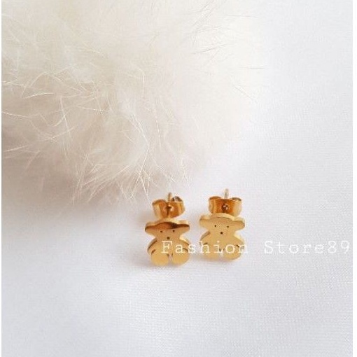 Anting Tusuk Bear Anak dan Dewasa bestseller impor bahan titanium gold antikarat selamanya