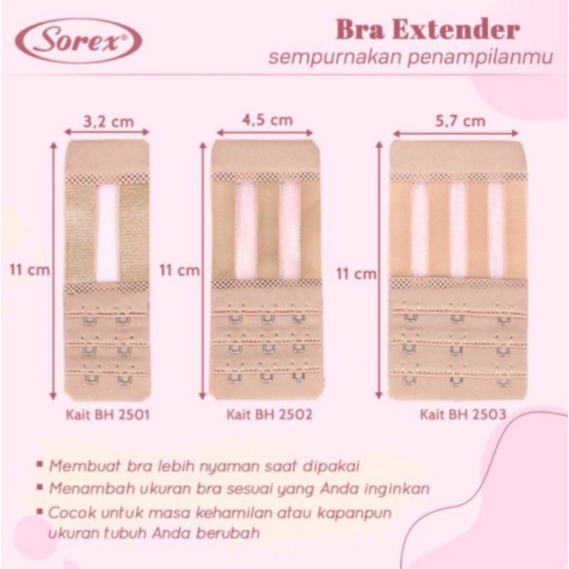 Sambungan Tali BH Bra Extension Kait Dua dan Kait Tiga Sorex Best Seller