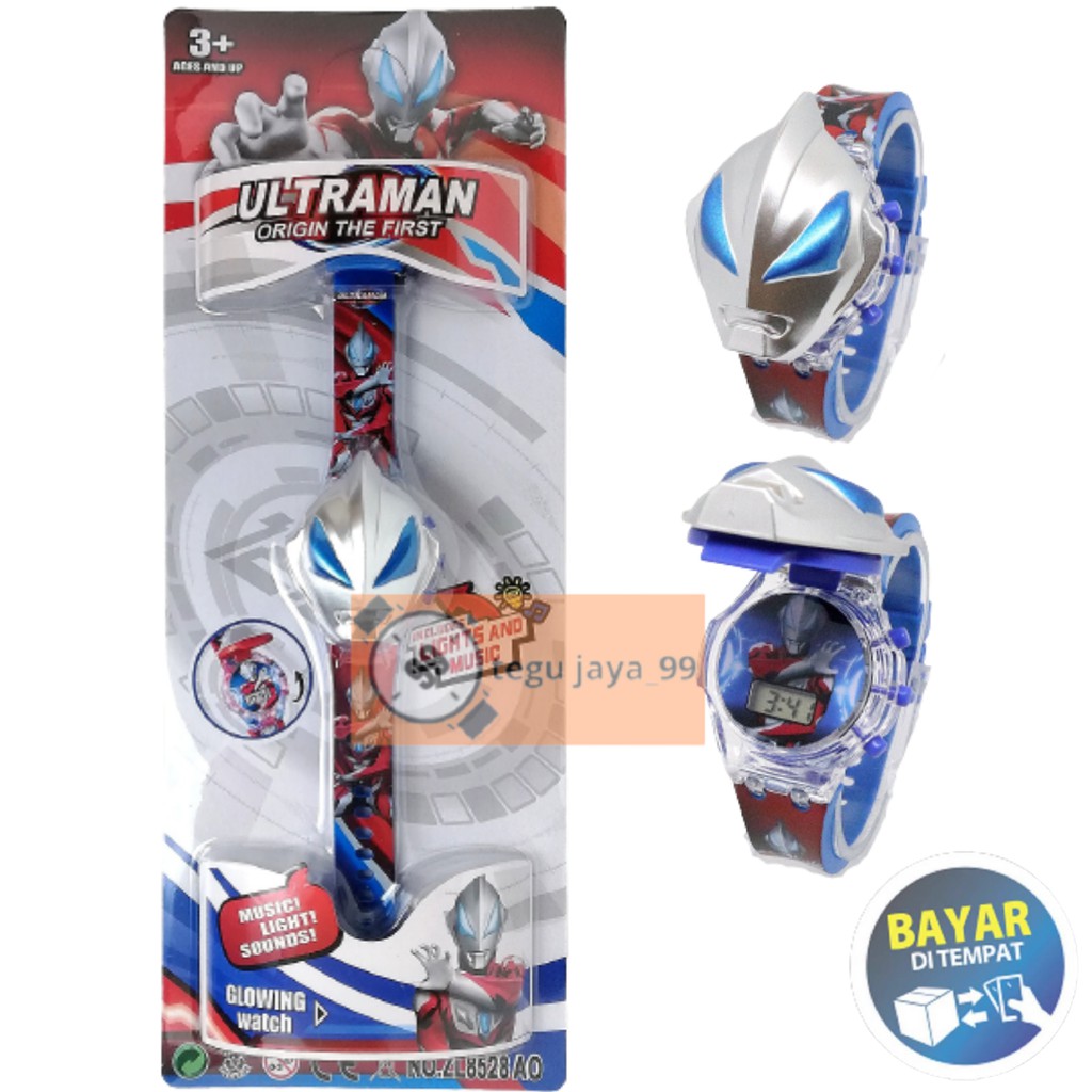 ULTRAMAN JAM TANGAN ANAK LAKI LAKI LAMPU DAN MUSIK KARAKTER SUPER HERO TE0111 GROSIR MURAH