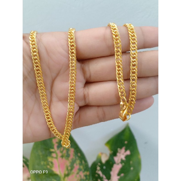 kalung rantai polos bahan tembaga lapis emas 22karat