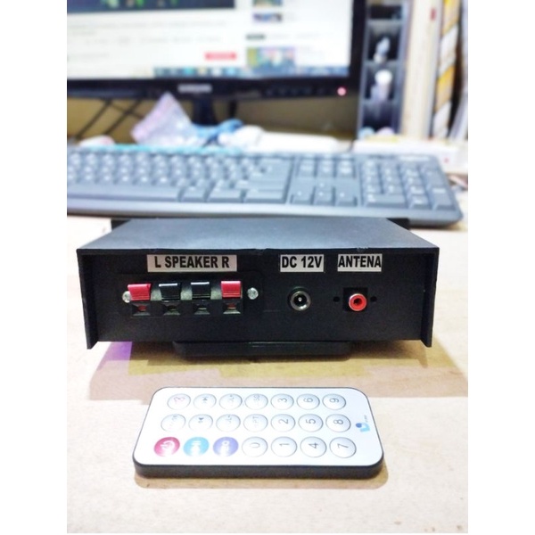 Amplifier bluetooth stereo MP3 bluetooth plus ampli 12volt siap pakai langsung sambung speaker