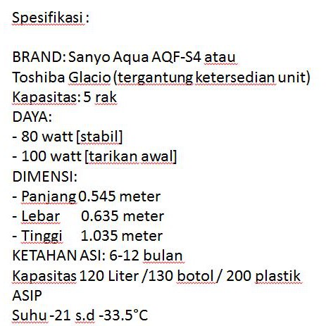 Sewa Freezer Asi Pilihan Ongkir Pp