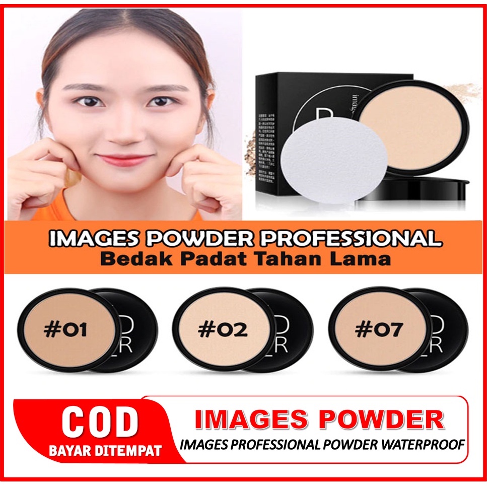 Bedak Glowing Tahan Lama Anti Air Images Professional Compact Powder / Bedak IMAGES Beauty Powder 10 gr - Bedak Padat Glowing Tahan Lama Bedak Pemutih dan Glowing - Bedak Powder Foundation Waterproof / Bedak Tahan Lama Kosmetik Wanita