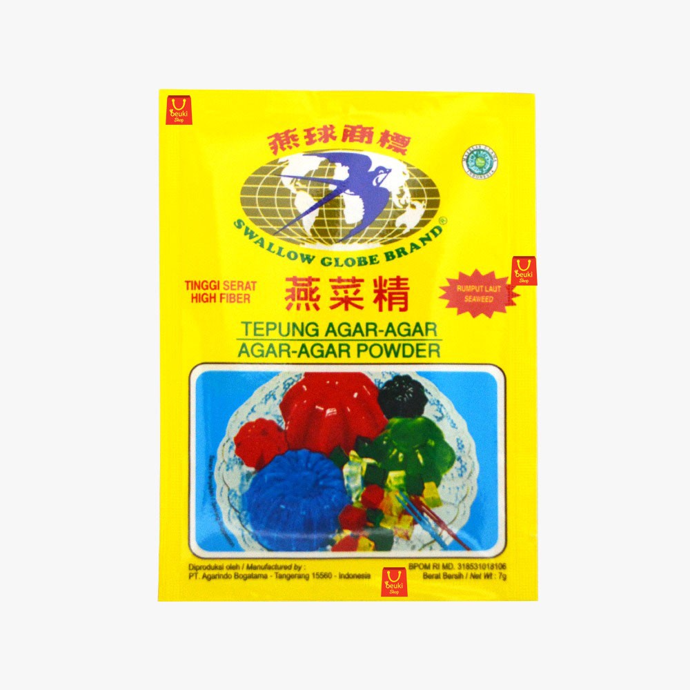 

Swallow Globe Brand Warna Putih Tepung Agar Agar Rumput Laut Tinggi Serat Eceran - 7gr