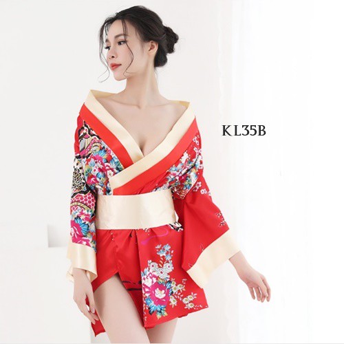 [BISA COD] KIMONO JEPANG LINGERIE KIMONO BAJU KIMONO WANITA MERAH KL35B