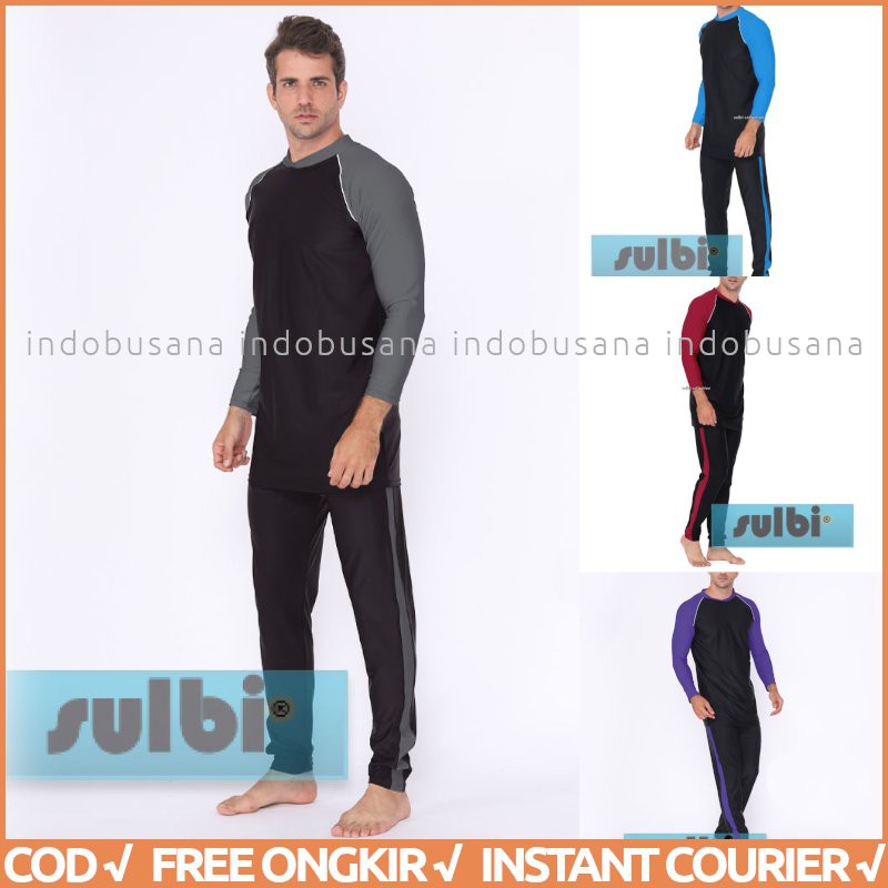 Baju Renang Pria Setelan Full Body Slim Fit Lengan Panjang Atasan Celana SBL SULBI Premium