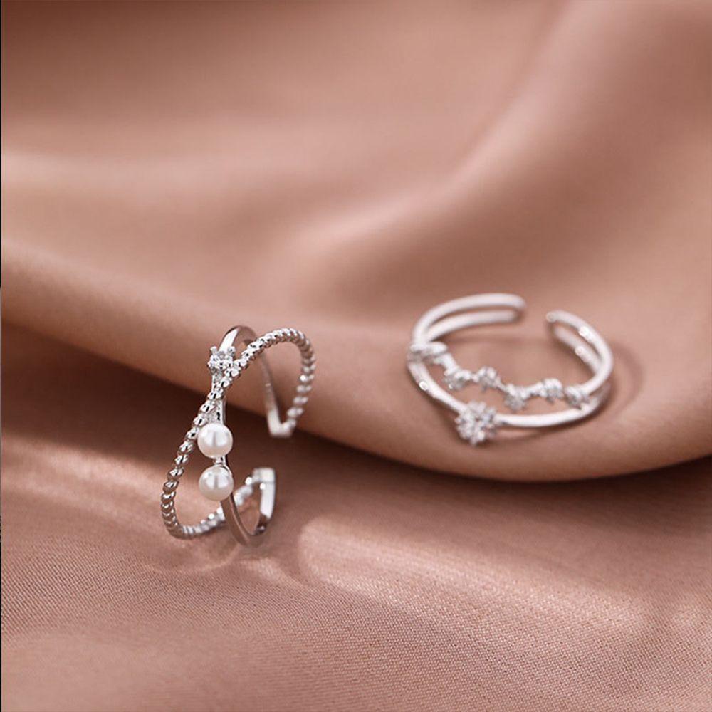 Mxbeauty Cincin Gaya Korea Gadis Ins Double-layered Minimalist Temperamen Adjustable Rings