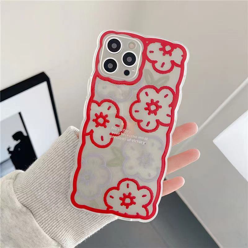 Soft Case TPU Transparan Motif Bunga Untuk Iphone 13 Pro Max / 12 / 11 / XS / XR / X / 8 / 7 / 6 Plus Mini SE 2020