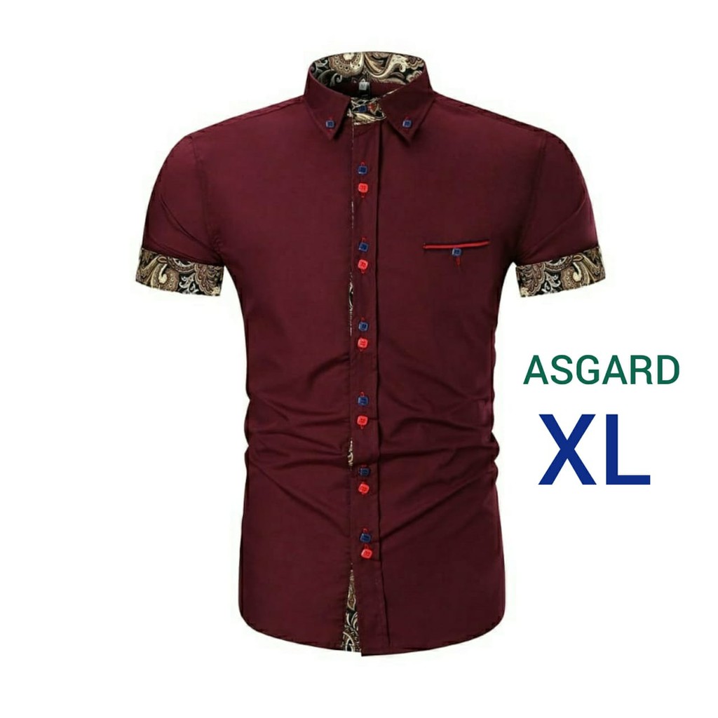 kemeja asgard ukuran XL / kemeja slimfit / kemeja kantor / kemeja pria lengan pendek