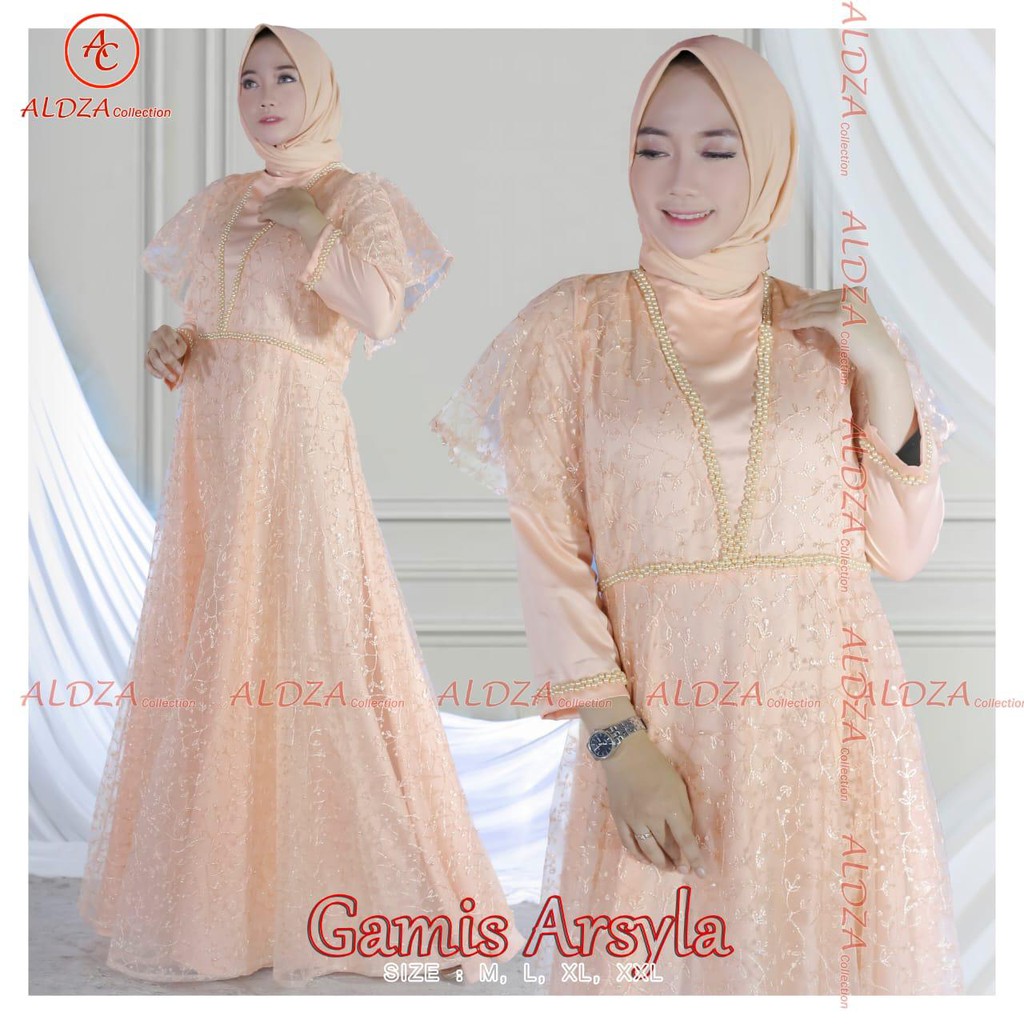 GAMIS TULLE BORDIR MUTIARA &amp; PAYET ARSLYLA