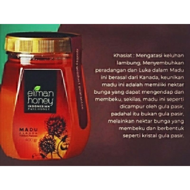 

Madu Murni | Madu | Clover Honey | Madu Hutan Riau | Eliman Asli 400gr