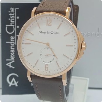 ORIGINAL JAM TANGAN ALEXANDRE CHRISTIE AC 8458 MS PRIA LEATHER BROWN GOLD WHTE 11