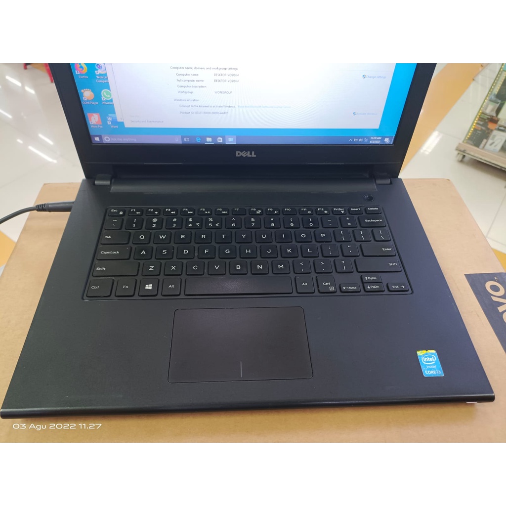 laptop Leptop Seken Second Bekas  DE  inspiron 14 core i3 ram 4gb 14 inc ssd 128 murah bagus zoom siap pakai