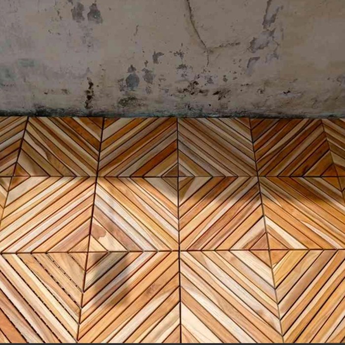 Lantai Kayu Jati Bongkar Pasang Motif Miring UK 30x30cm