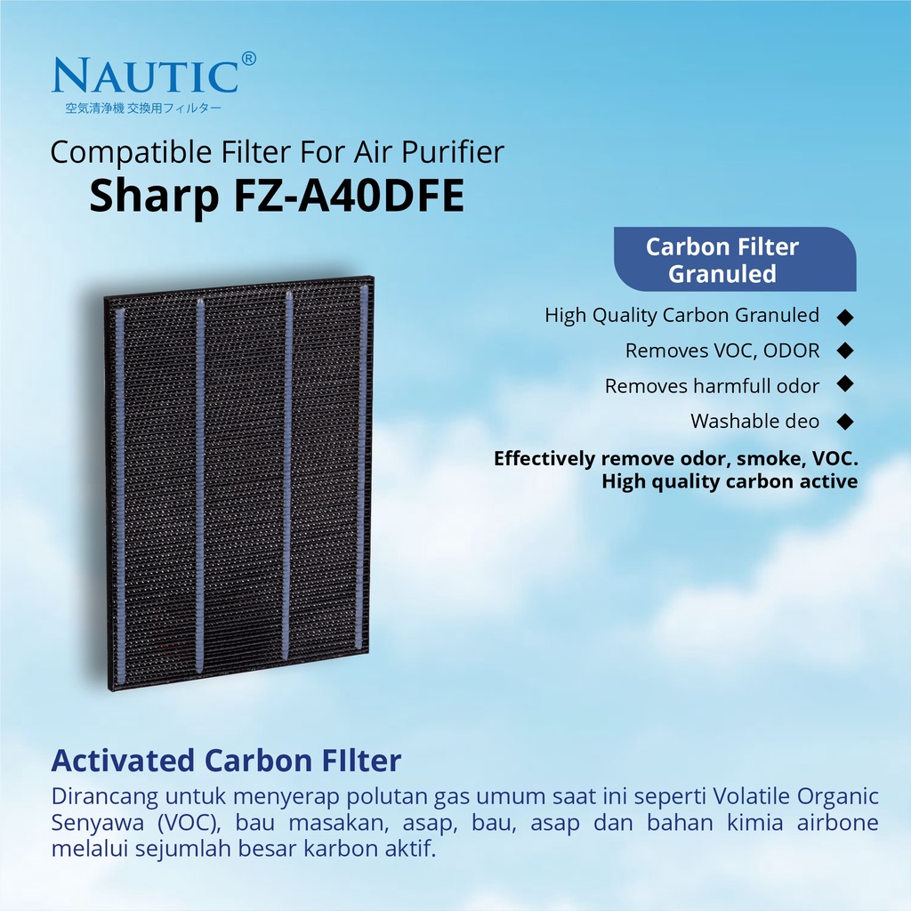 Replacement HEPA FILTER buat sharp KC A40E KC-A40Y KC-A40TA / KC-840E / KC-940E /KC-C70E / FZ A40HFE