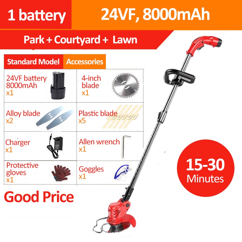 Mukava 24/48/68VF Baterai Mesin Pemotong Rumput Cordless Cordless Mesin Pemotong Rumput Listrik Portabel Cordless Mesin Pemotong Rumput 6 Inch Bulat Pisau