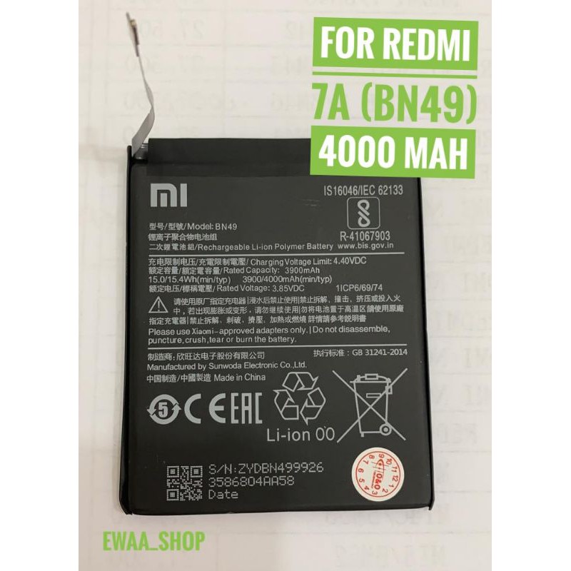 BATTERY BATERAI BATRE XIAOMI REDMI 7A (BN49) ORIGINAL