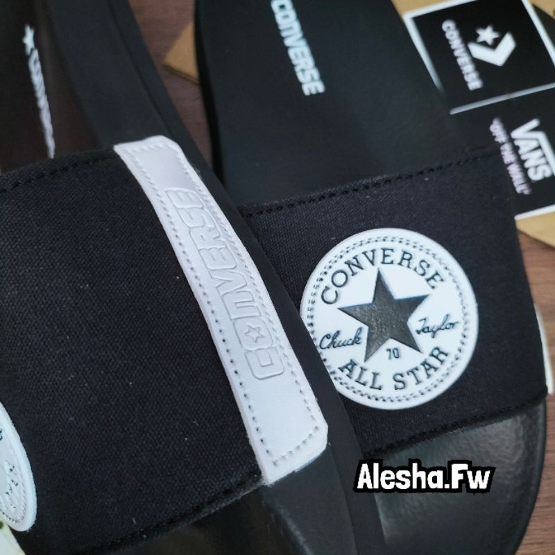 SANDAL SLIDE CONVERSE BLACK PREMIUM / SENDAL SLIDE CONVERSE  WARNA HITAM TERLARIS /SENDAL SLOP CONVERSE /Sandal Kekinian OOTD