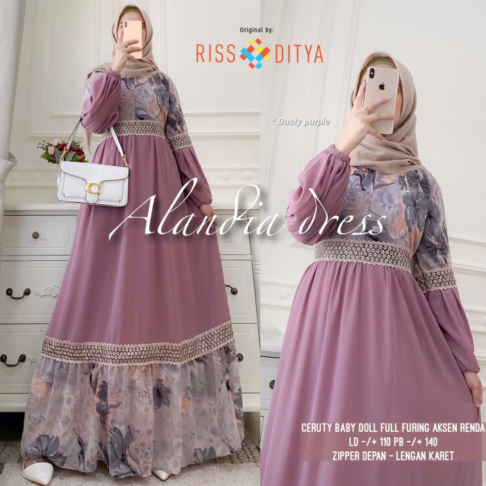 Baju Terusan Wanita Muslim Longdress New Alandia Dress S