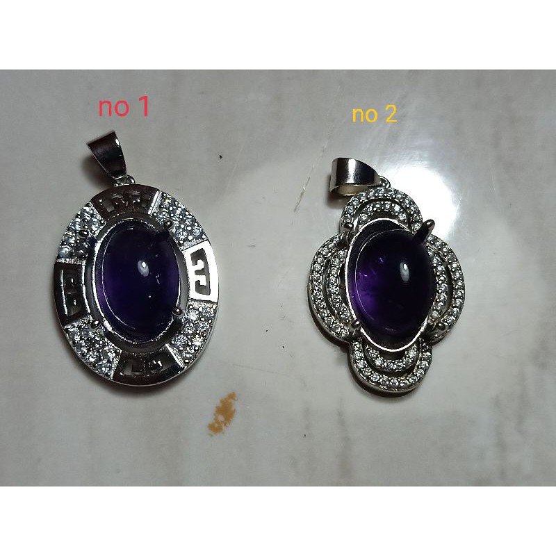 Liontin batu permata kecubung ungu natural