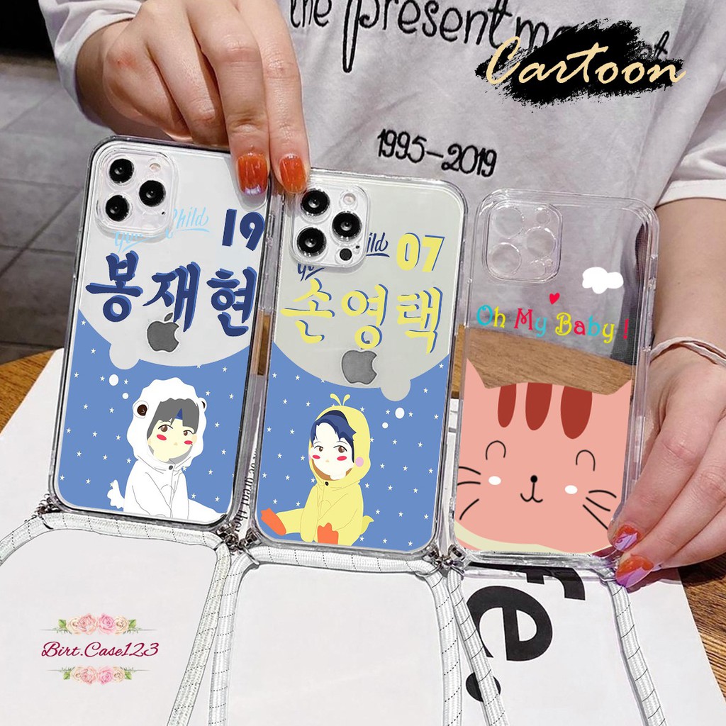 Softcase Slingcase Lanyard Bening CARTOON Realme C1 C2 C3 3 5 5i 5s 6 7 Narzo 20 Pro BC4375