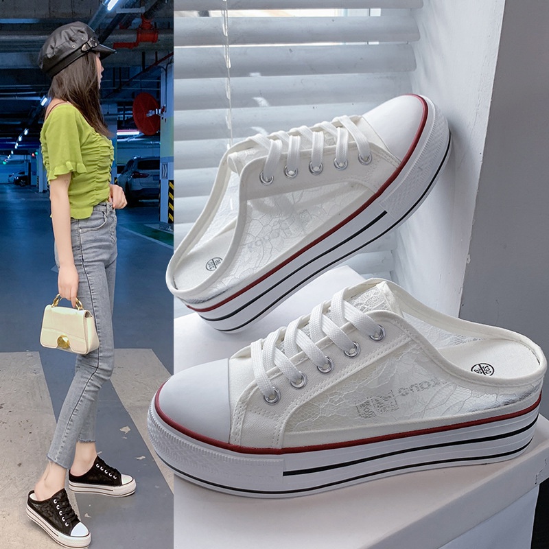 SN8530 Sepatu wedges half sneakers